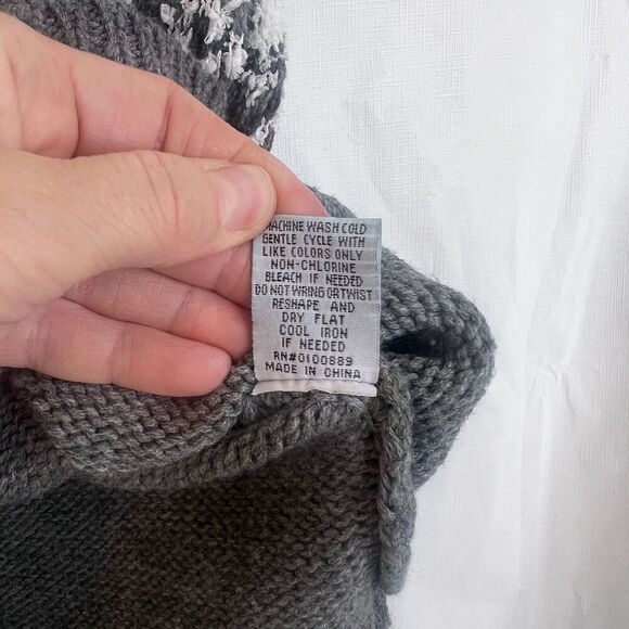 Keren Hart Knit Turtleneck Fair Isle Sweater Nordic Ski Timeless Size Large Gray - Picture 9 of 10